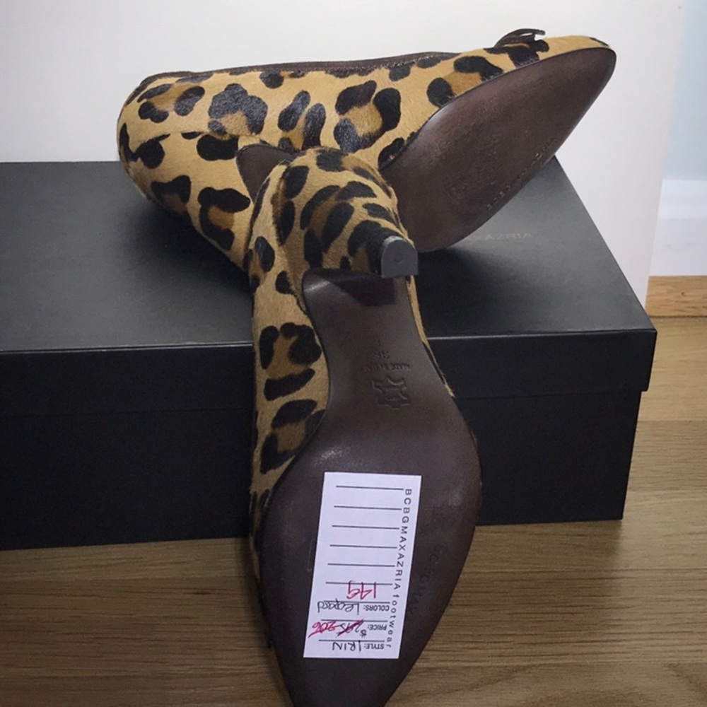 Leopard Cheetah Pony Faux Fur Pointed Toe Pumps Leopard Suede MA IRIN EXCELLENT! - Picture 5 of 7